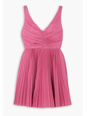 NWT ❤️ REDValentino Pink Pleated Taffeta Mini Dress ❤️ Size 46/L/10